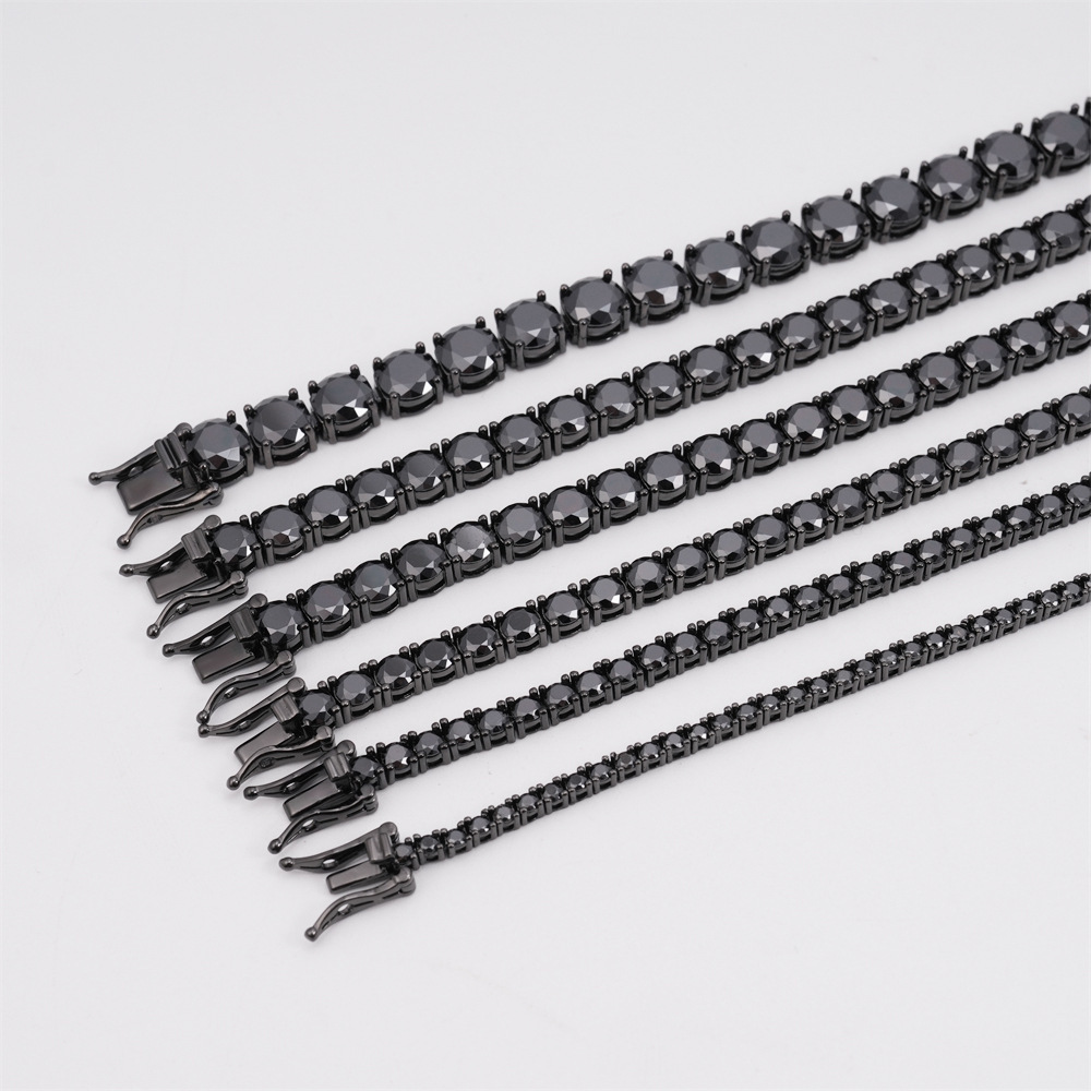 New s925 silver 2mm black moissanite tennis necklace