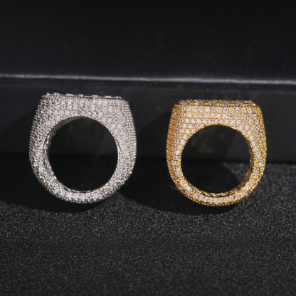 Fashionable ring copper inlaid cubic zirconia ring