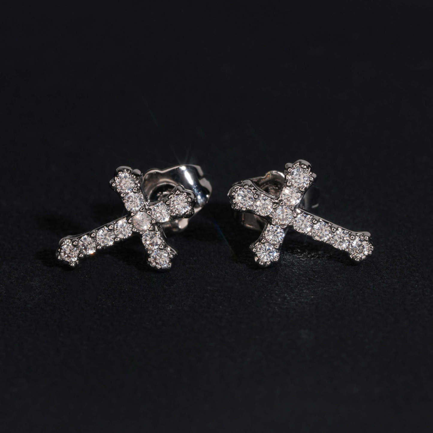 Cross element earrings copper inlaid cubic zirconia earrings