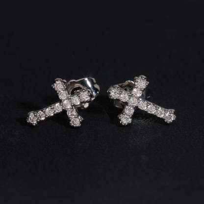 Cross element earrings copper inlaid cubic zirconia earrings