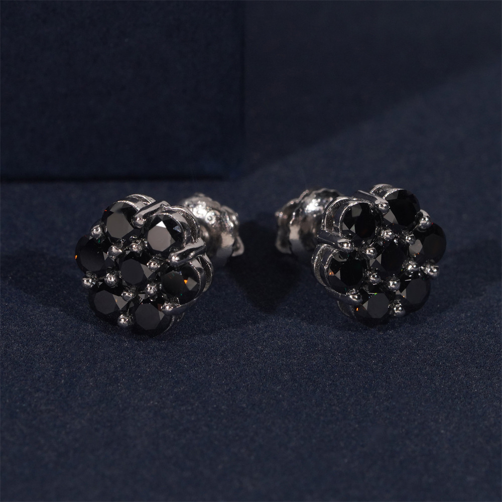 9mm flower ear stud S925 silver inlaid moissanite jewelry ear stud