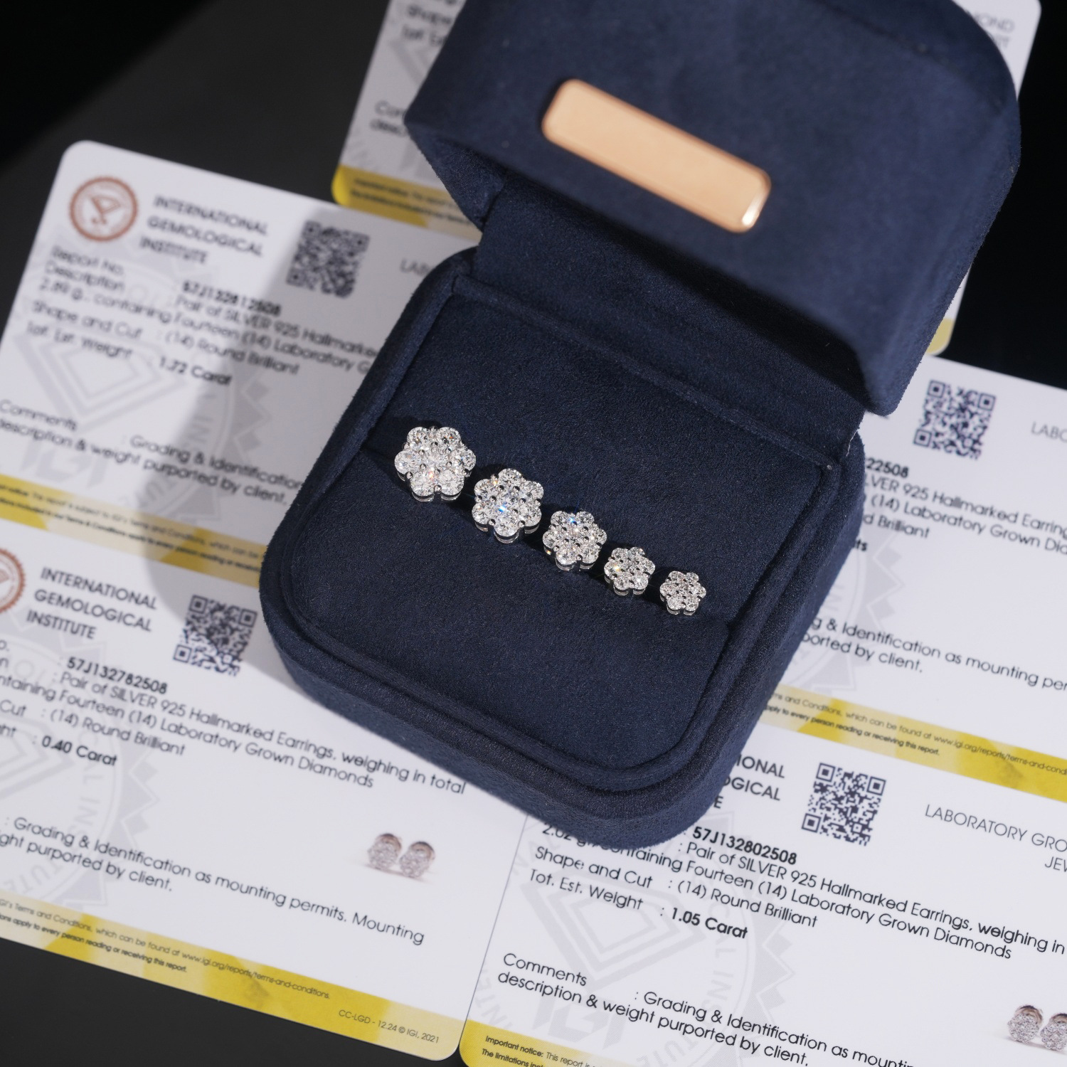 Creative flower earrings S925 silver inlaid fashionable moissanite earrings