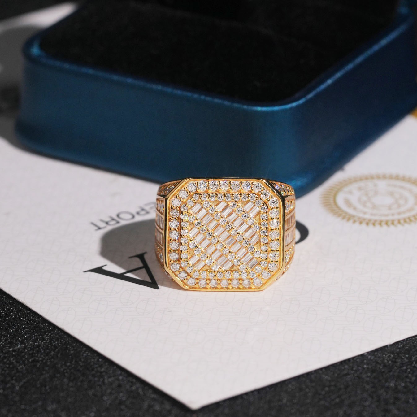 fashion jewelry S925 silver man inlaid moissanite ring