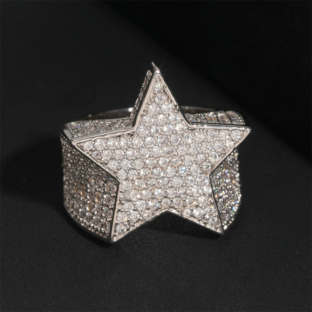 pentagram ring electroplated copper with zircon ring