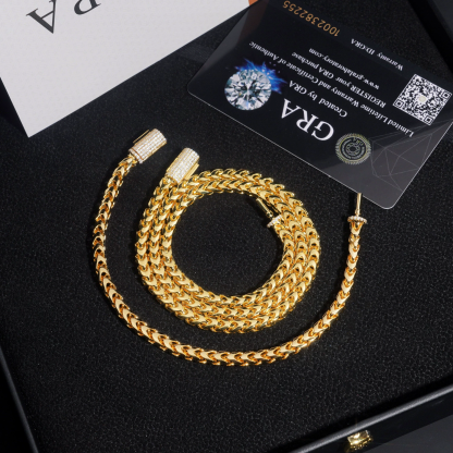 men women hip-hop necklace 4mm stainless steel buckle moissanite necklace