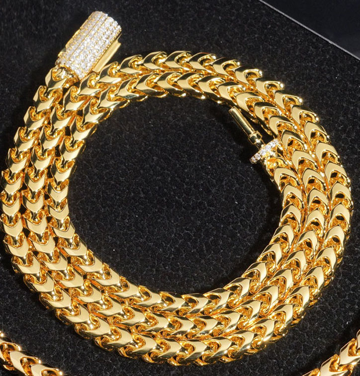 men women hip-hop necklace 4mm stainless steel buckle moissanite necklace