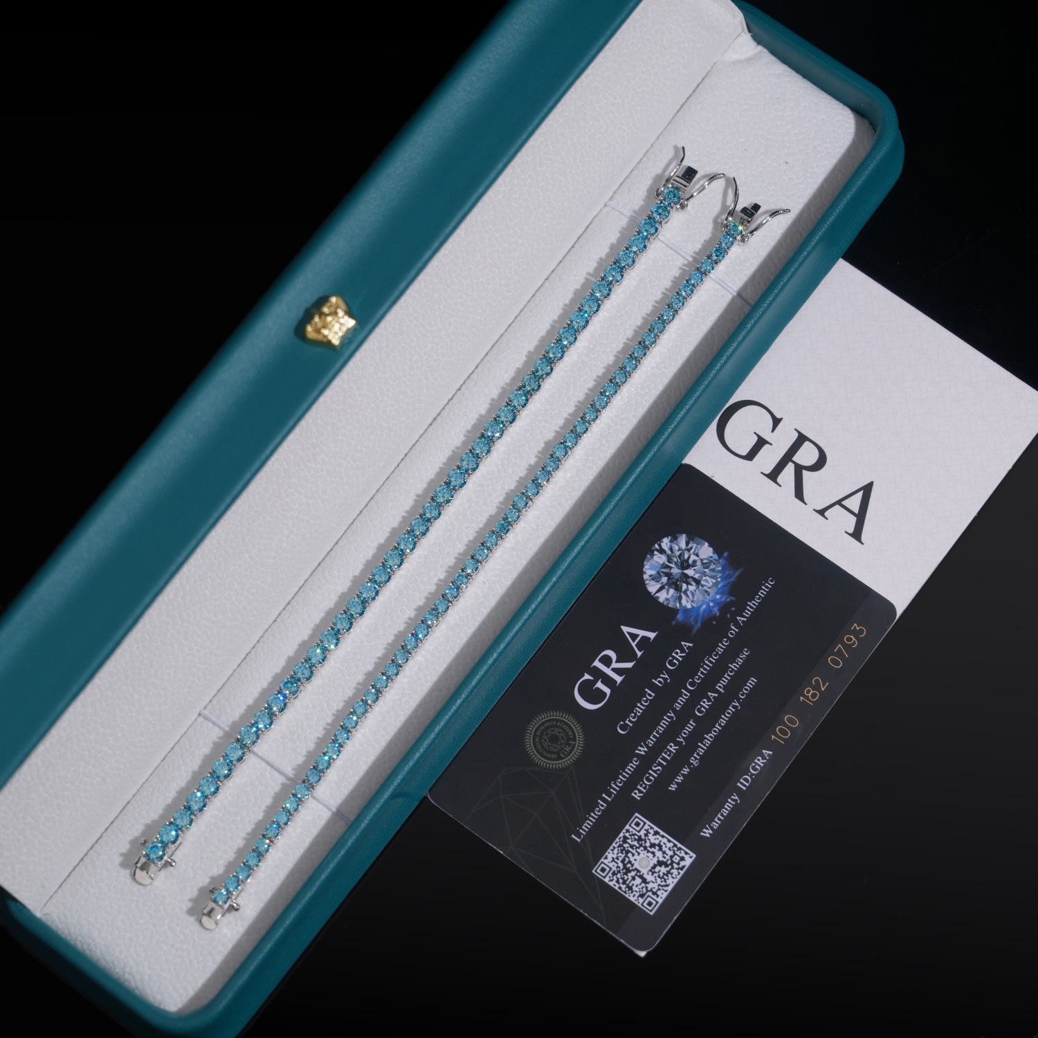 3mm Tennis bracelet S925 silver inlaid sea-blue moissanite bracelet