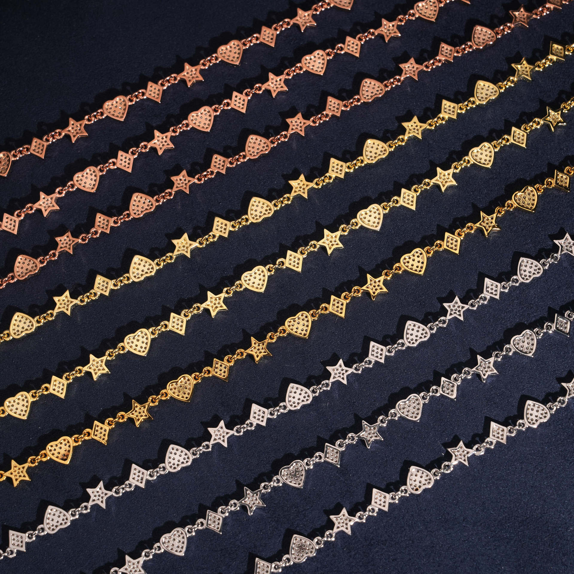 Hip hop style silver inlaid moissanite bracelet