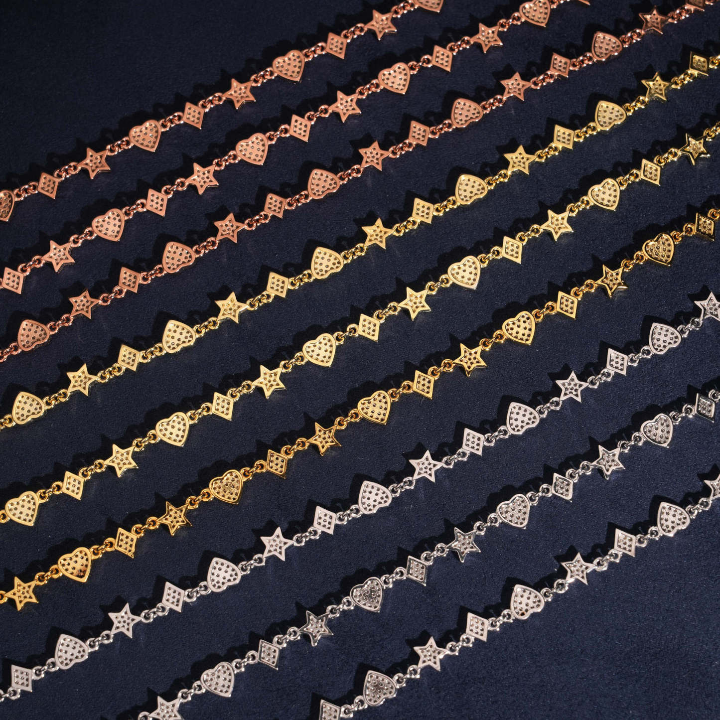 Hip hop style silver inlaid moissanite bracelet