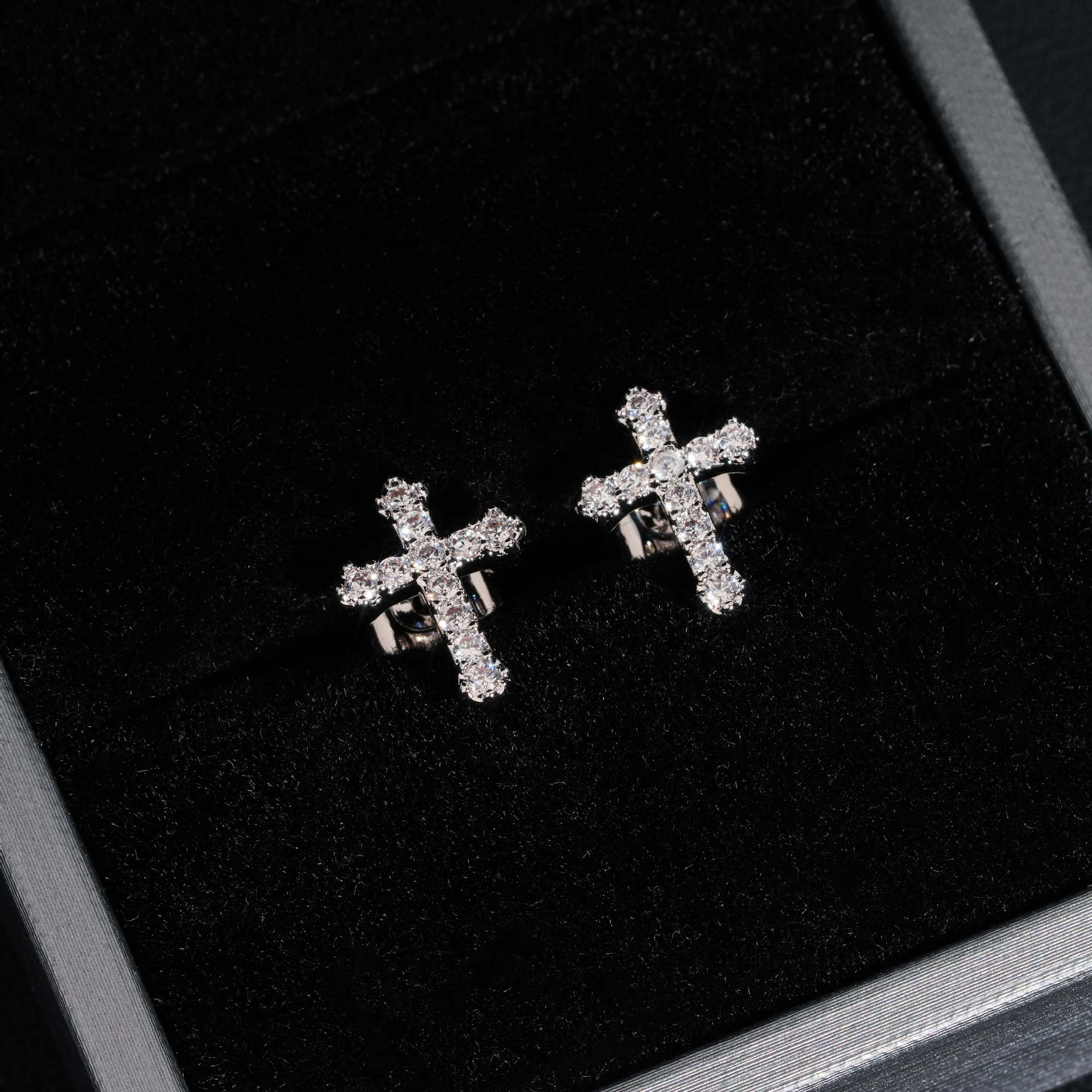 Cross element earrings copper inlaid cubic zirconia earrings