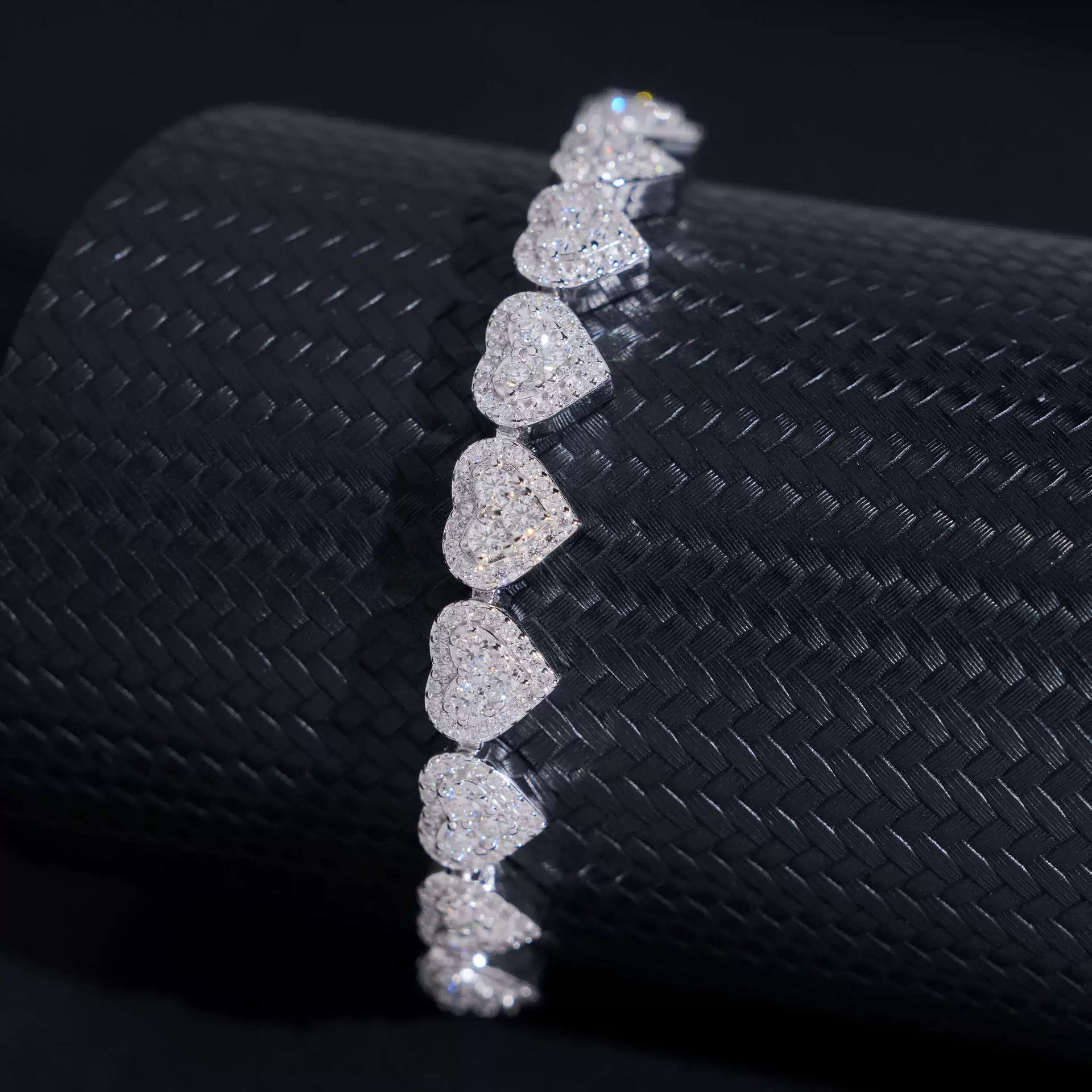 Exquisite zircon 8mm heart-shaped cuban necklace fashion bracelet