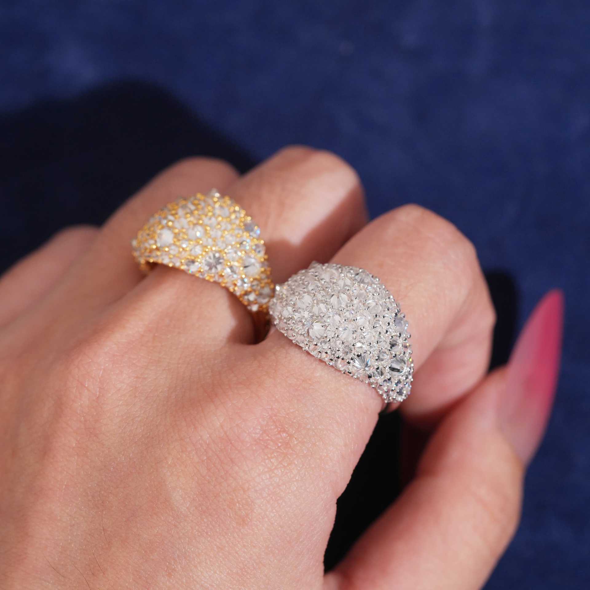 Fashion Creativity Super Flash Earring s925 Silver Moissanite Ring