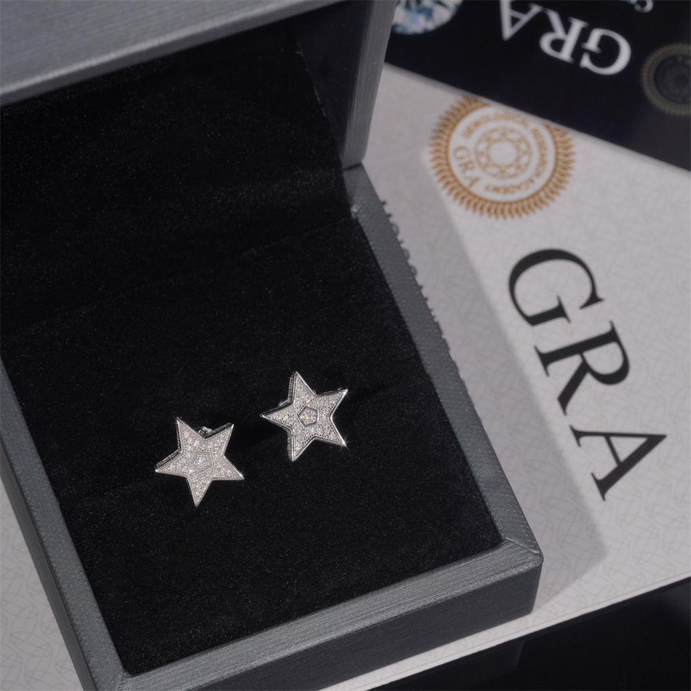 New Style Star Earrings 925 Silver Moissanite Earrings