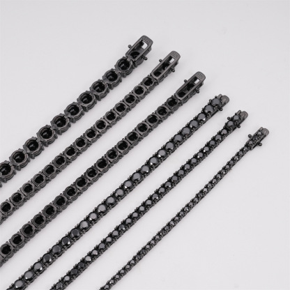 New s925 silver 2mm black moissanite tennis necklace