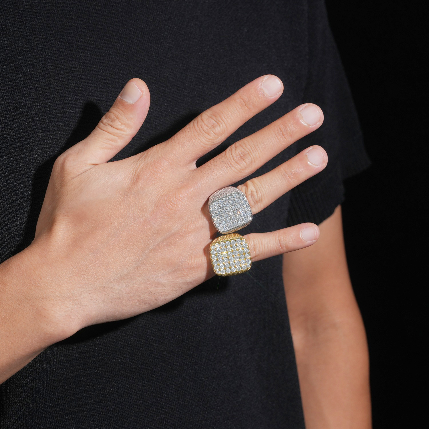 Fashionable ring copper inlaid cubic zirconia ring