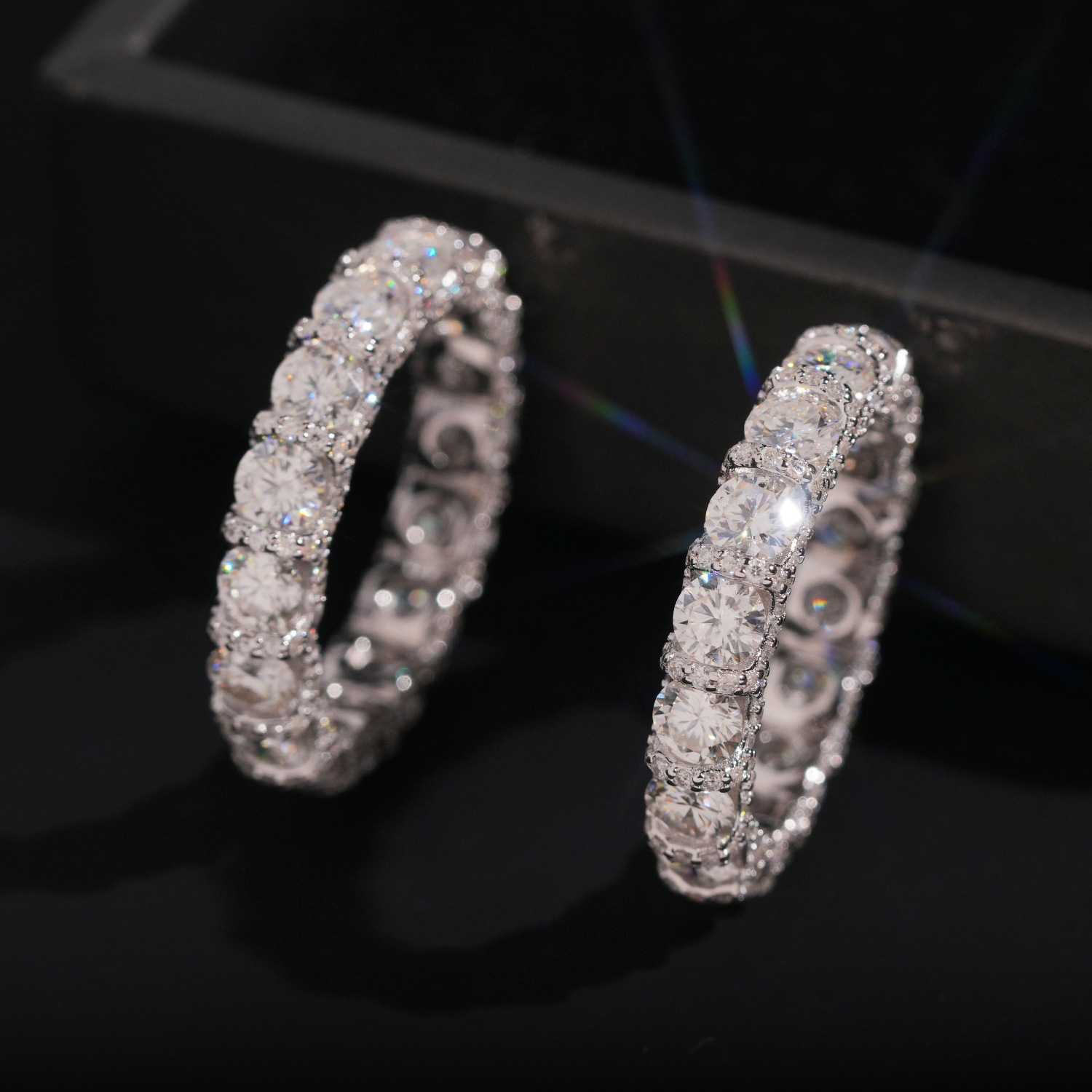 Full diamond design ring inlaid moissanite rings