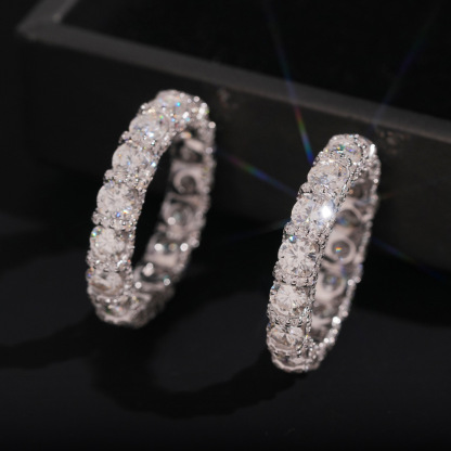 Full diamond design ring inlaid moissanite rings