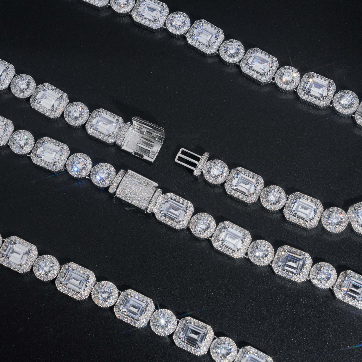 copper inlaid cubic zirconia necklace 12mm combination design Cuban necklace