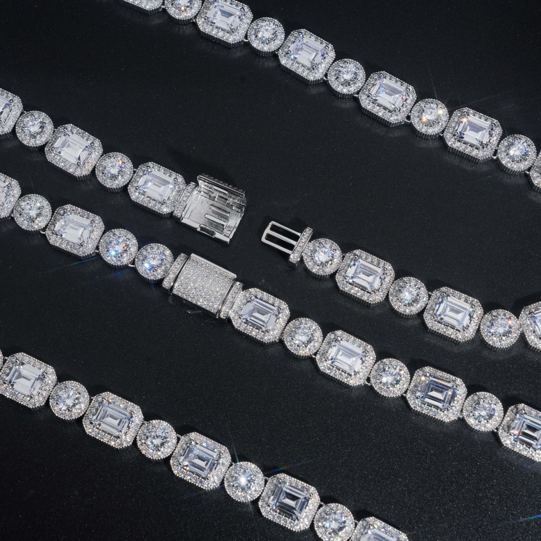 copper inlaid cubic zirconia necklace 12mm combination design Cuban necklace