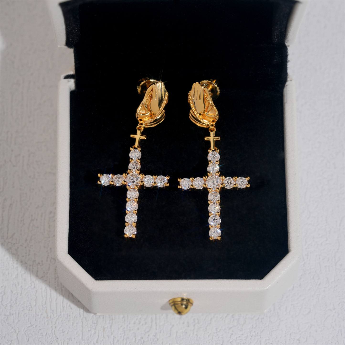 Palm Cross Earrings S925 Silver Moissanite Earrings