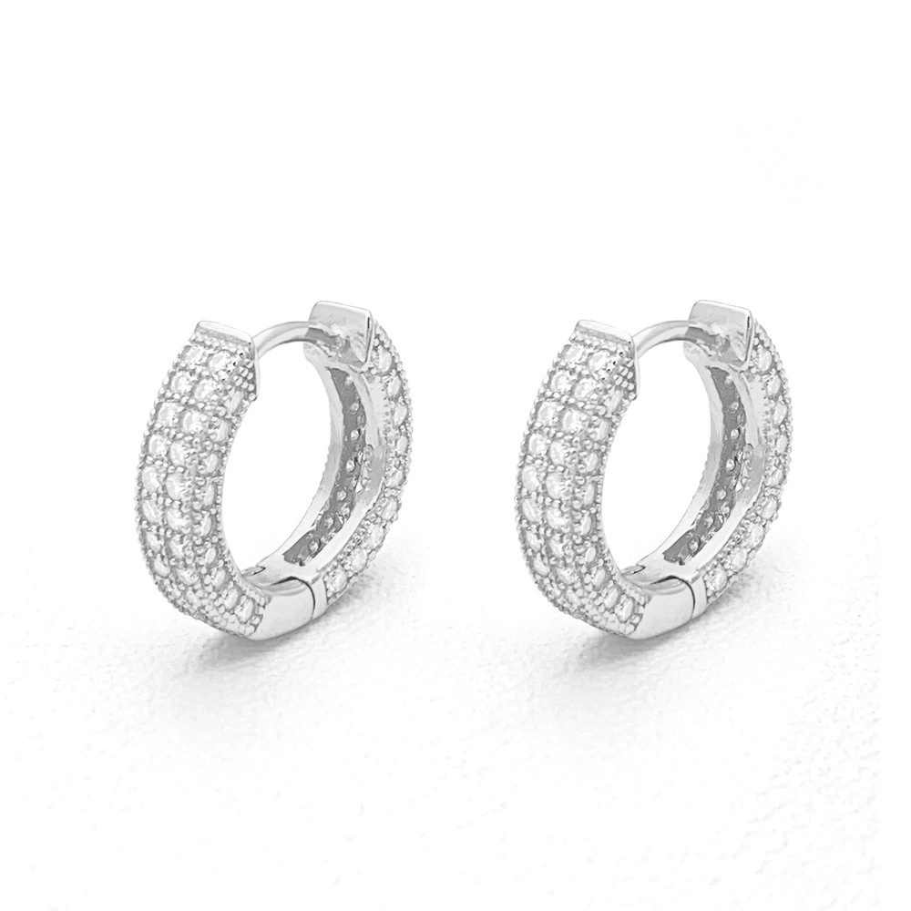 Hot selling hoop earrings S925 silver inlaid moissanite earrings