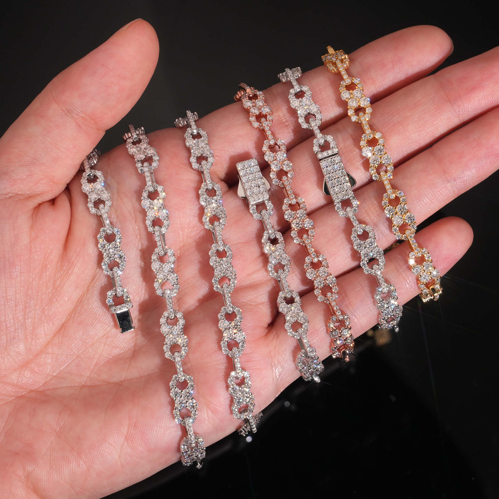 Hip hop trend bracelet 925 silver inlaid moissanite bracelet