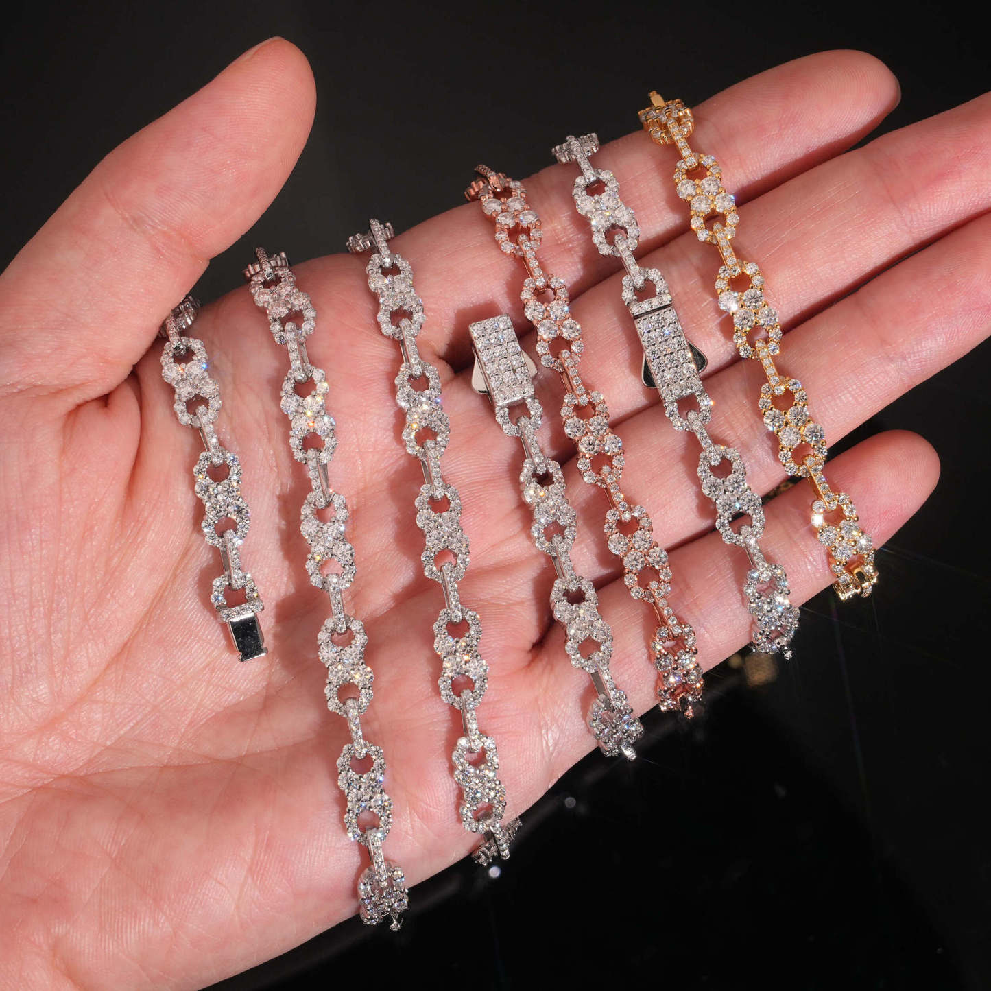 Hip hop trend bracelet 925 silver inlaid moissanite bracelet