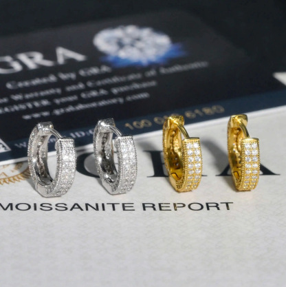  Hot selling hoop earrings S925 silver inlaid moissanite earrings