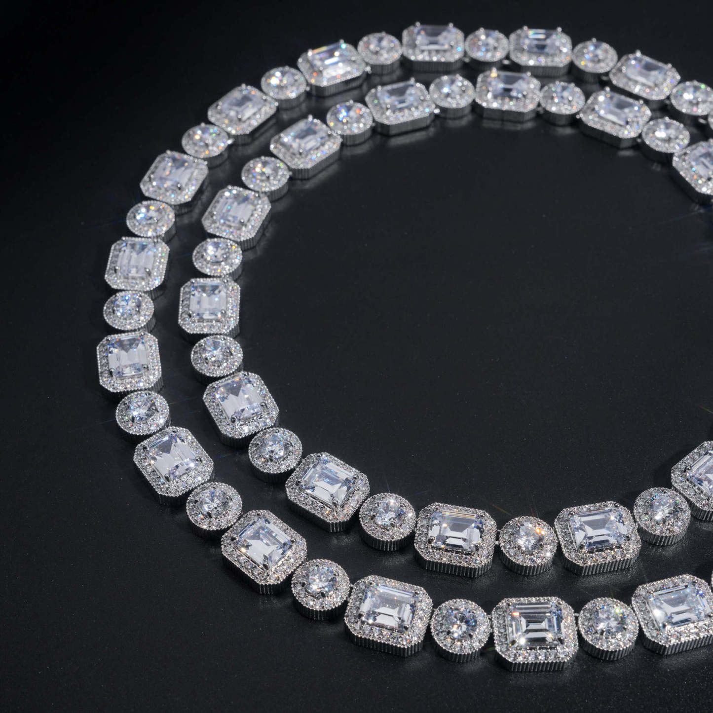 copper inlaid cubic zirconia necklace 12mm combination design Cuban necklace