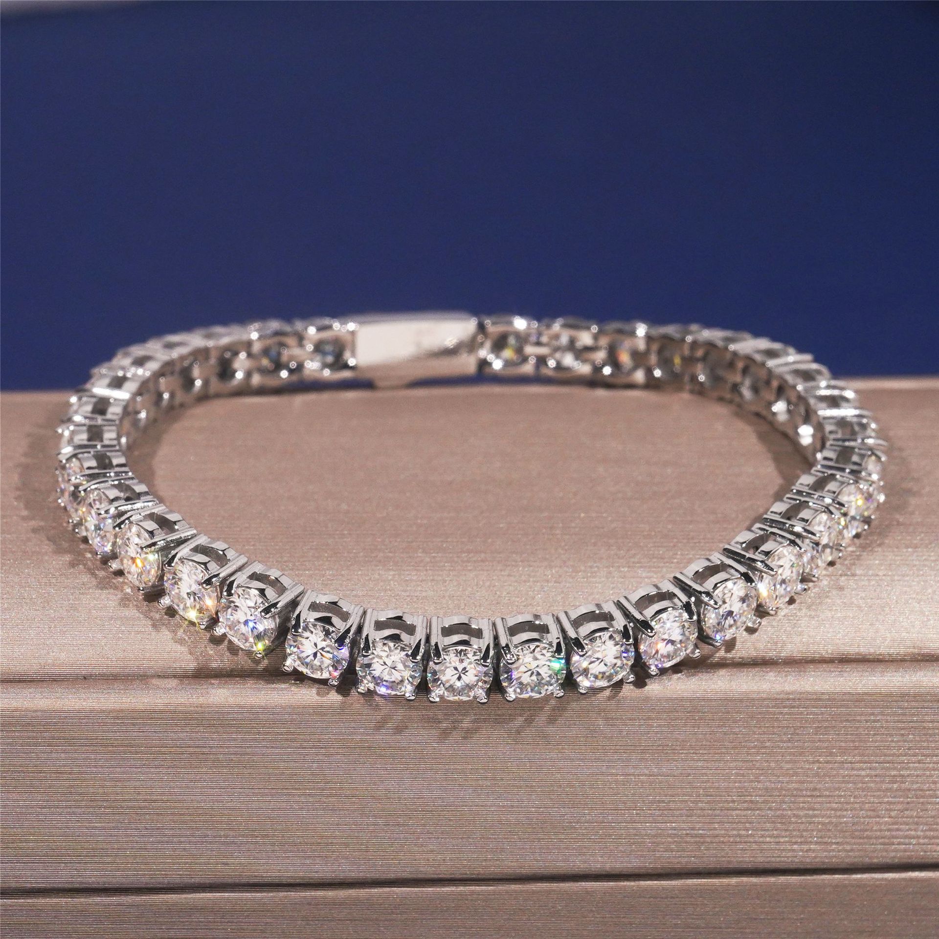 White moissanite tennis necklace bracelet jewelry
