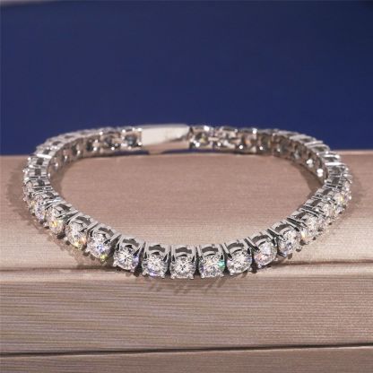 White moissanite tennis necklace bracelet jewelry