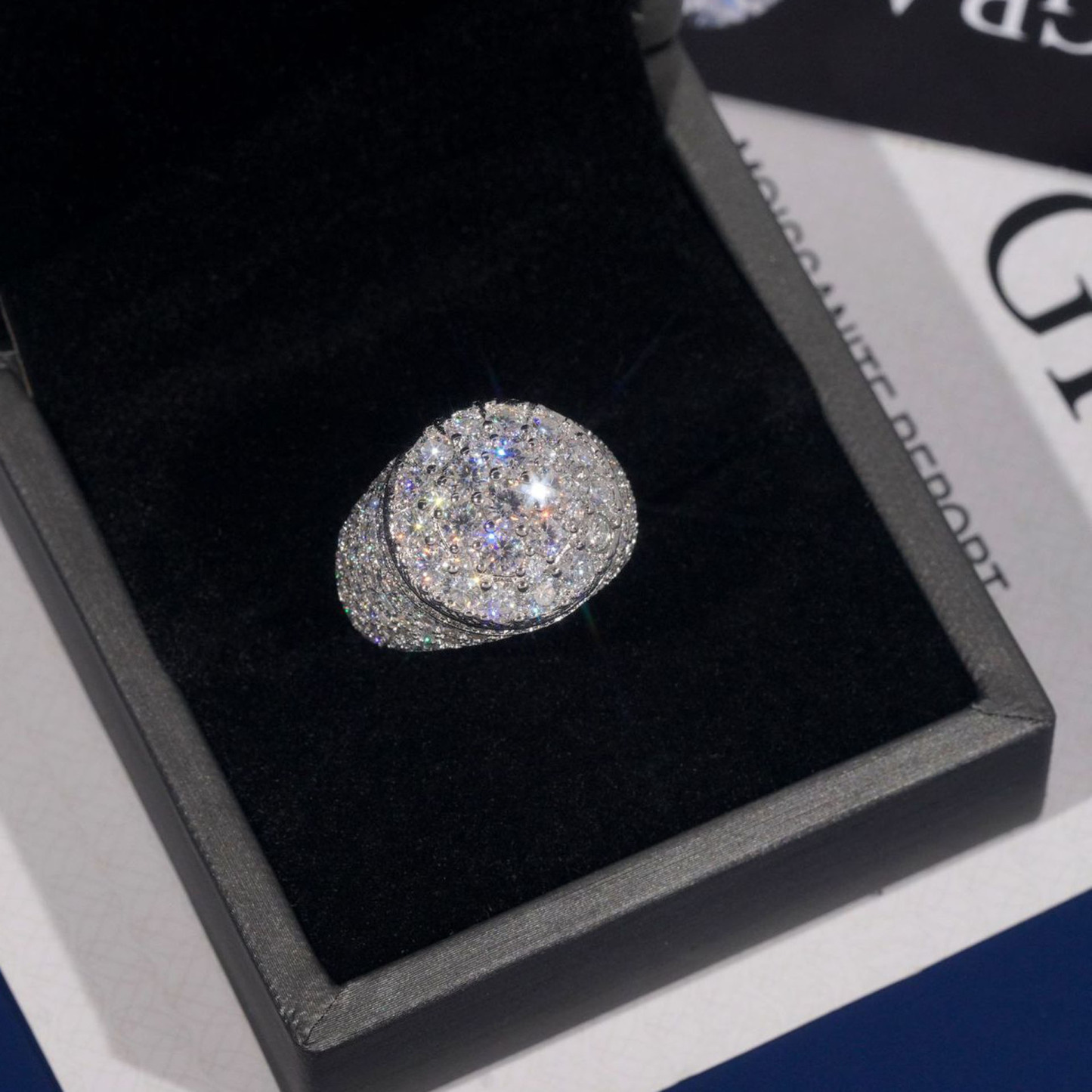 fashion jewelry S925 silver man inlaid moissanite ring