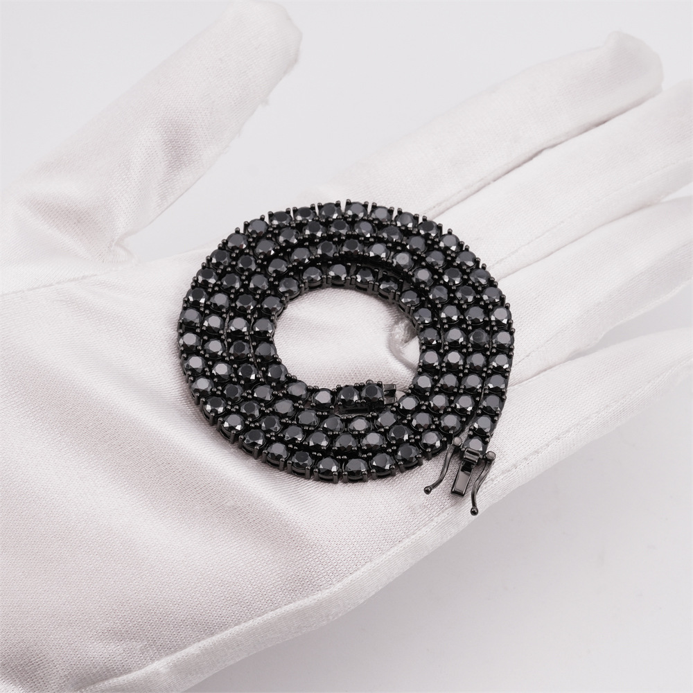New s925 silver 2mm black moissanite tennis necklace