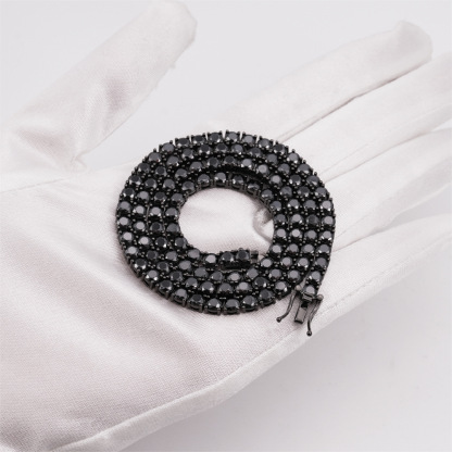 New s925 silver 2mm black moissanite tennis necklace