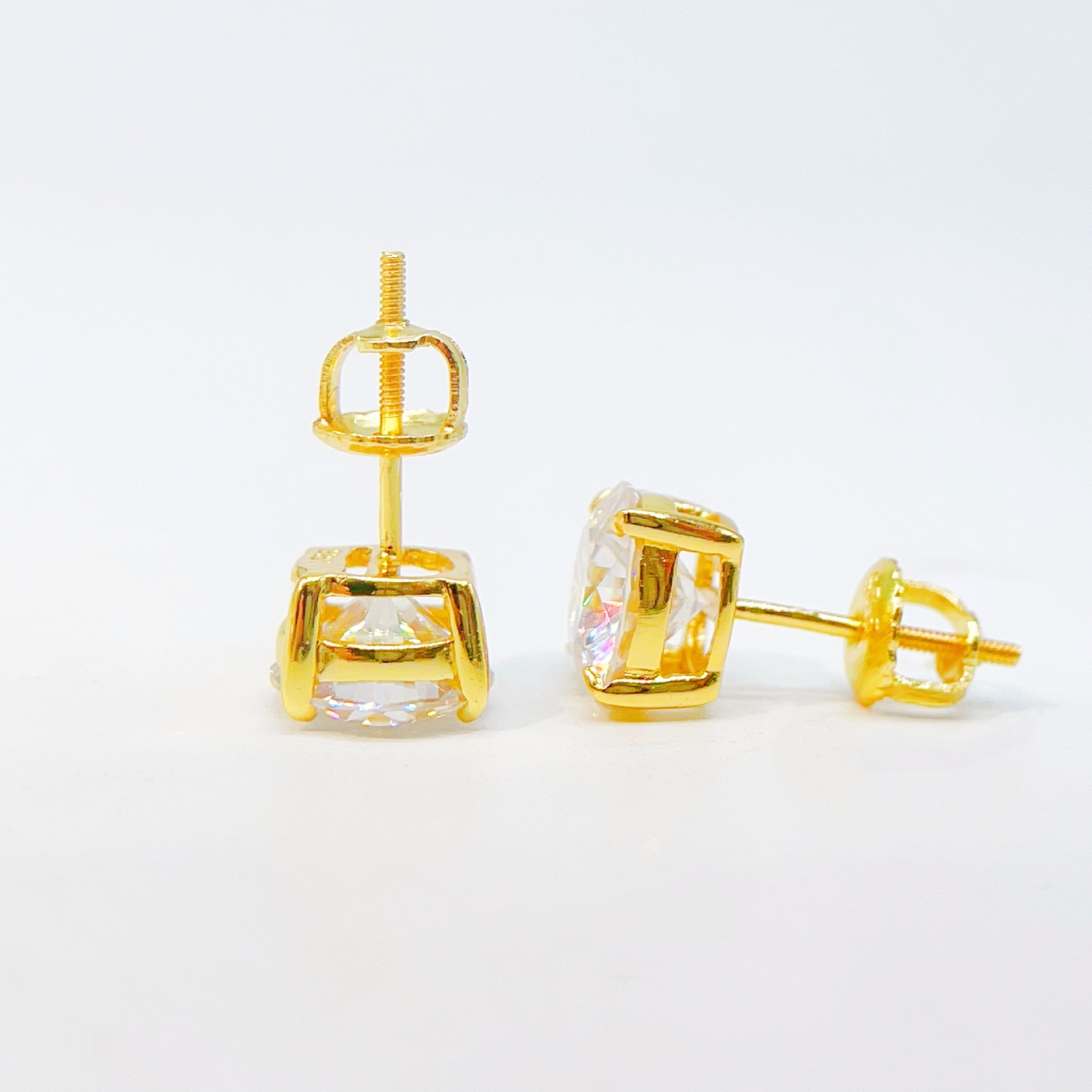 Silver inlaid moissanite ear stud single stone fashion ear stud