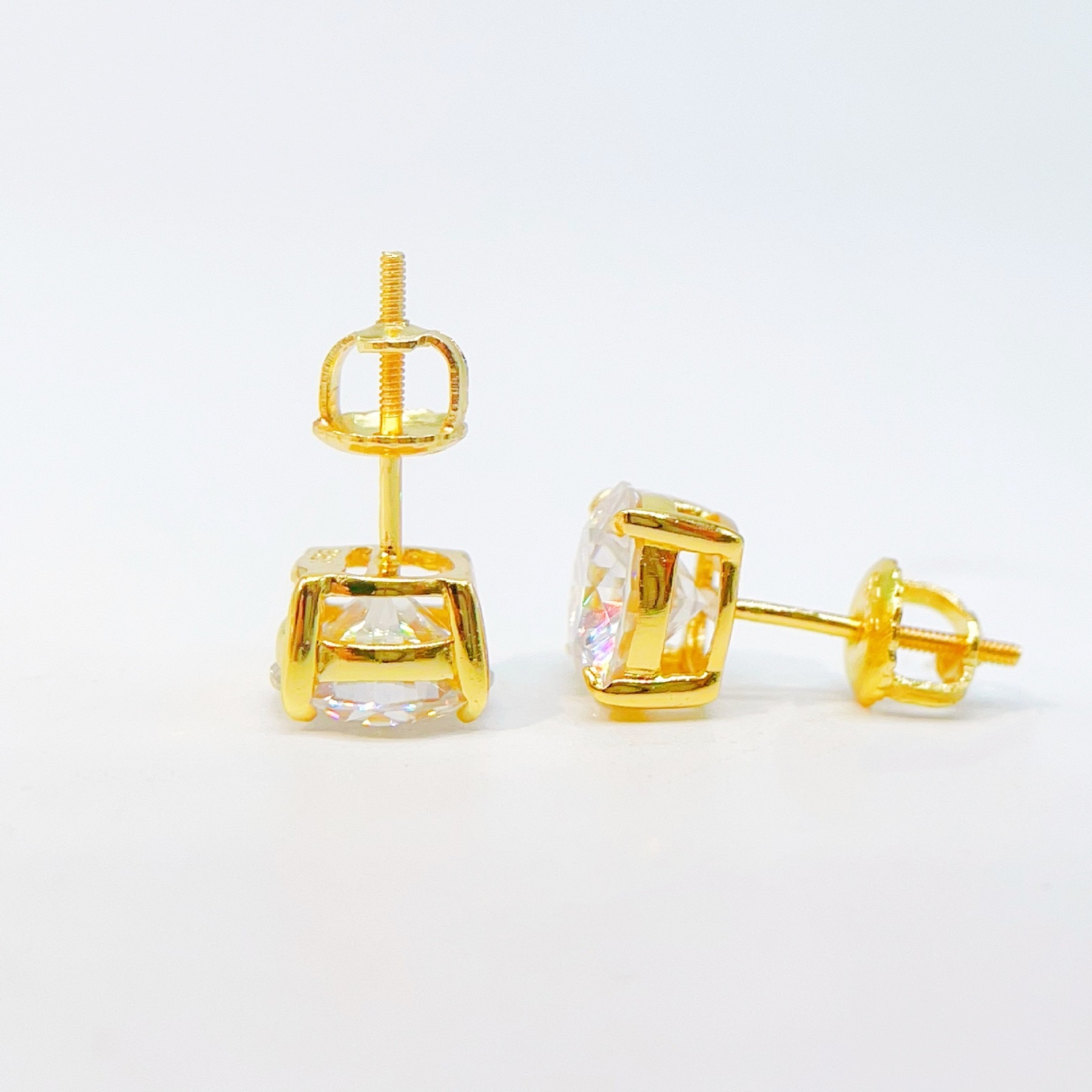 Silver inlaid moissanite ear stud single stone fashion ear stud