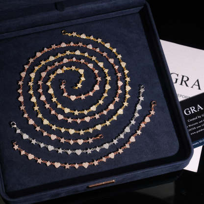 Hip hop style silver inlaid moissanite bracelet