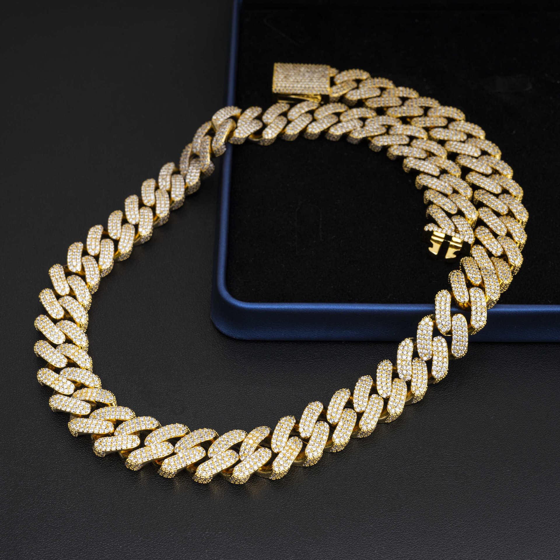 18mm Cuban necklace diamond hip-hop jewelry copper inlaid cubic zirconia necklace