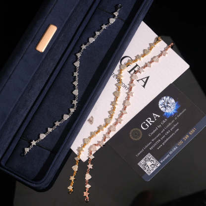 Hip hop style silver inlaid moissanite bracelet