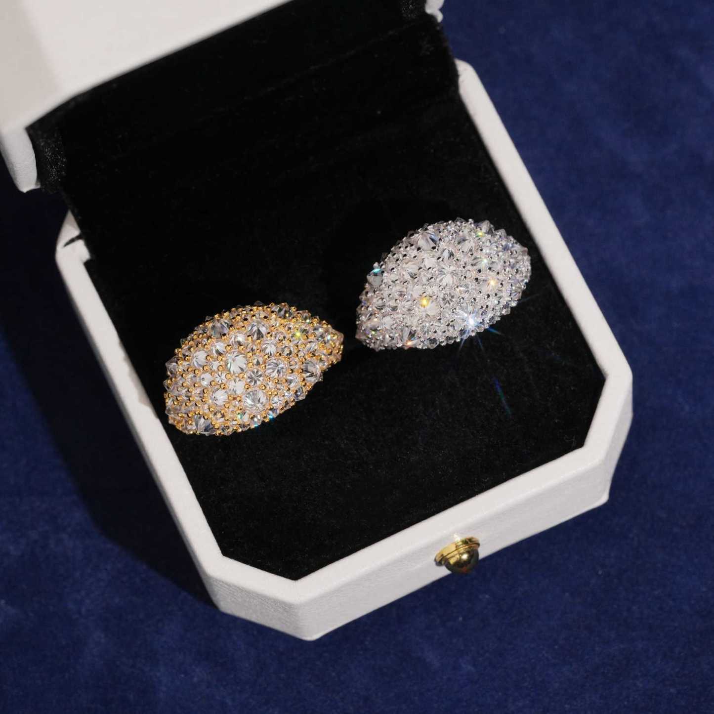 Fashion Creativity Super Flash Earring s925 Silver Moissanite Ring