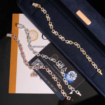 Hip hop trend bracelet 925 silver inlaid moissanite bracelet