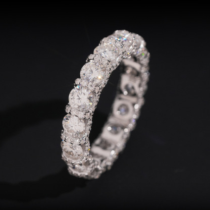 Full diamond design ring inlaid moissanite rings