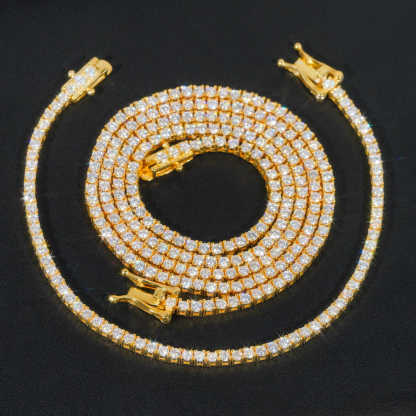 Hip hop trend moissanite tennis necklace bracelet jewelry