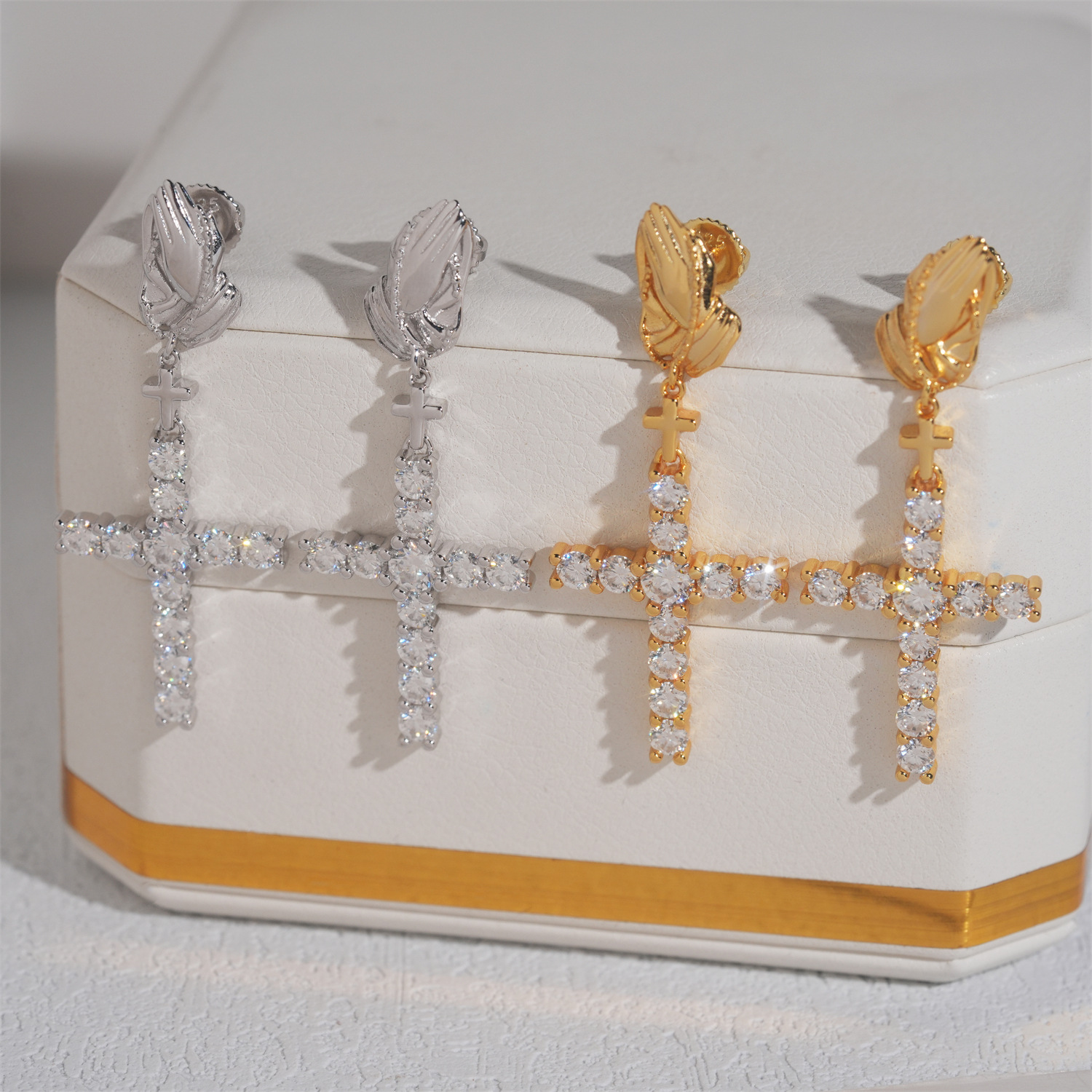 Palm Cross Earrings S925 Silver Moissanite Earrings