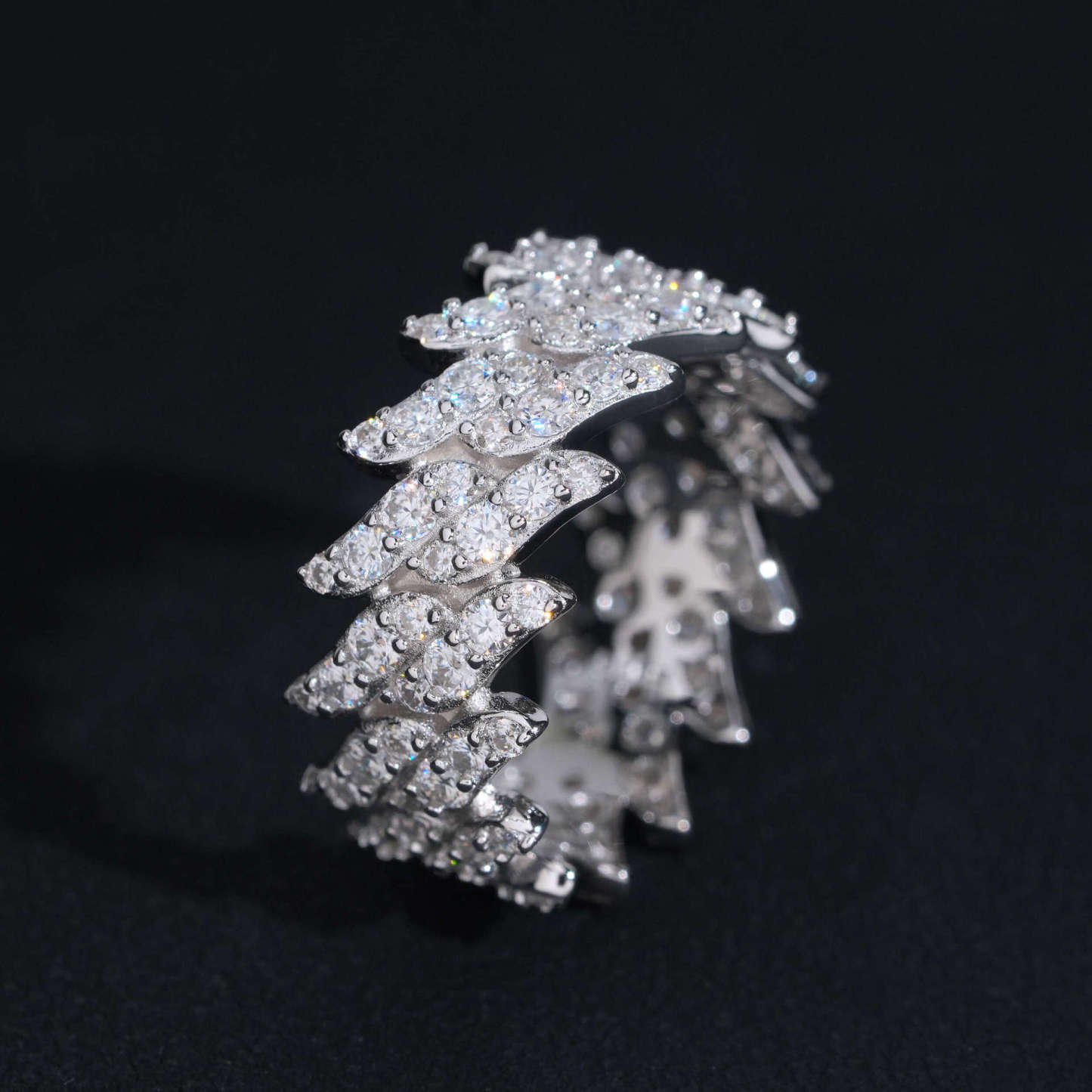 New Cuban Design Ring 925 Silver Moissanite Rings