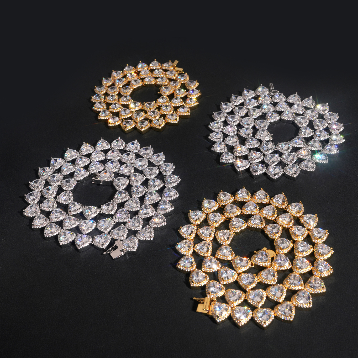 10mm hollow Cuban necklace copper inlaid cubic zirconia Cuban necklace