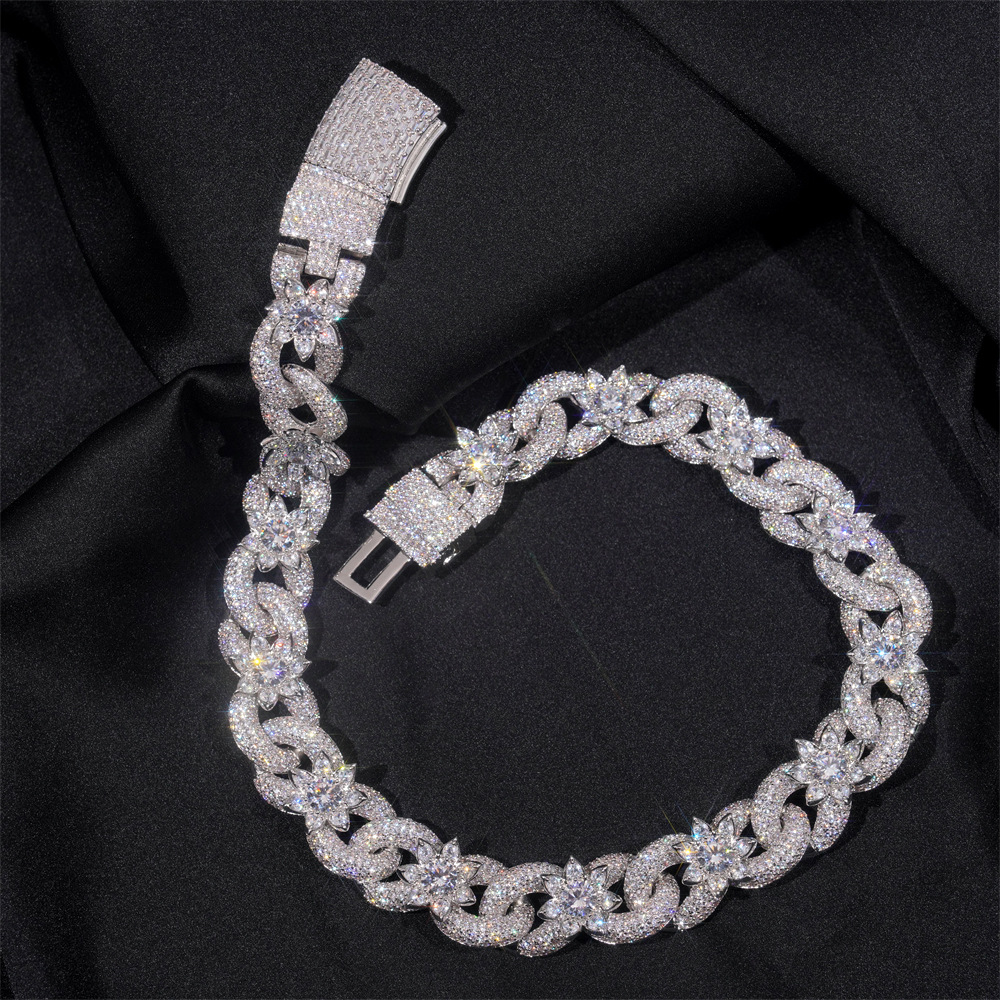 Thorn 18mm octagonal necklace copper inlaid cubic zirconia Cuban necklace