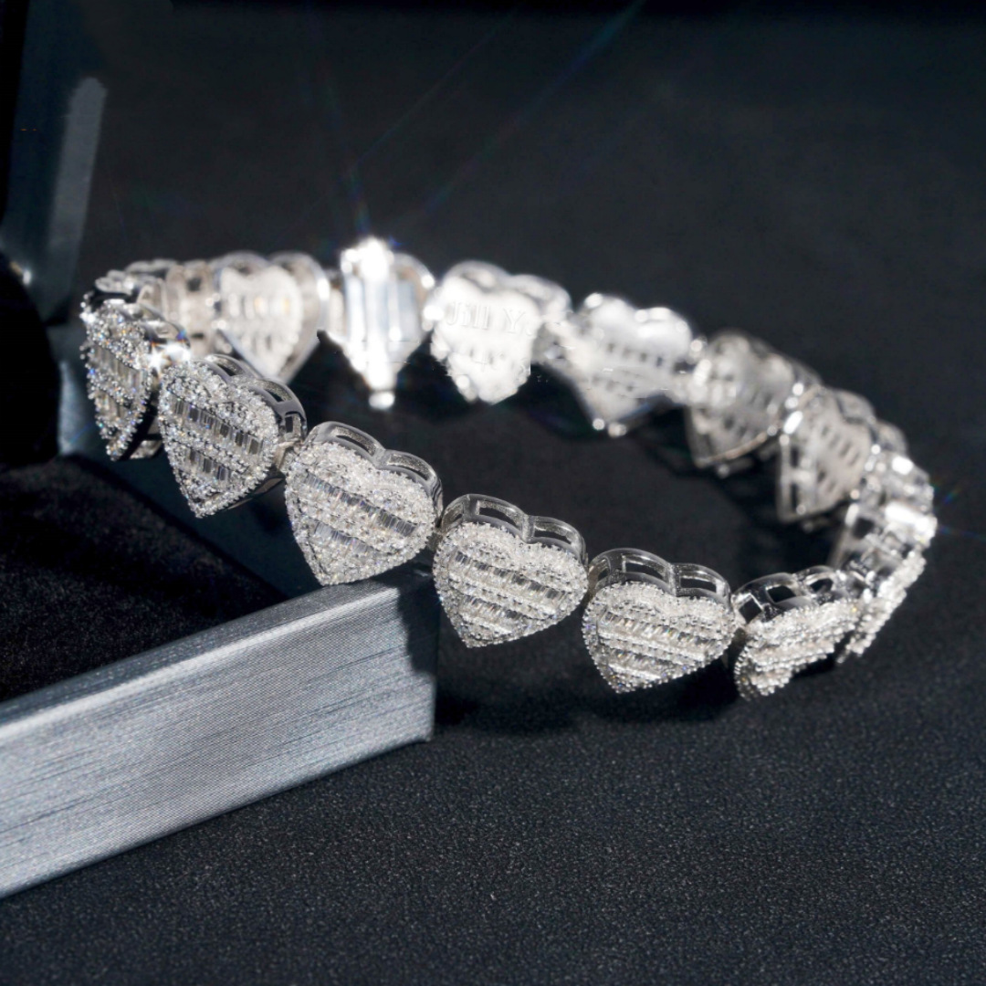 Hip hop Cuban necklace 13mm copper inlay zircon heart-shaped necklace