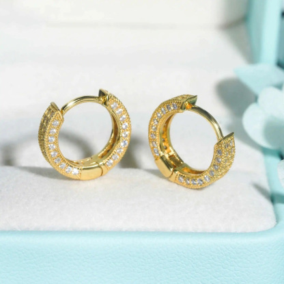  Hot selling hoop earrings S925 silver inlaid moissanite earrings