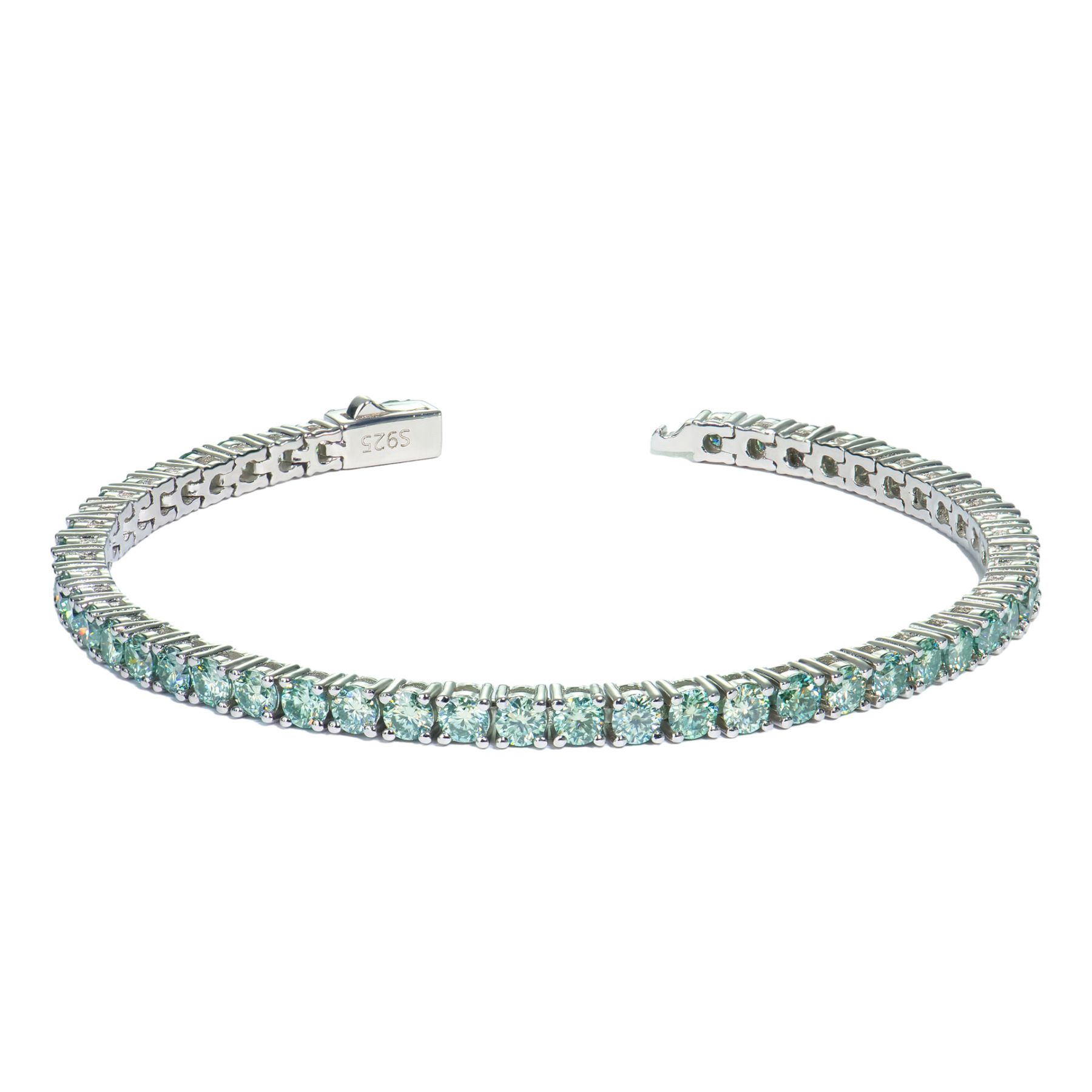 Blue green moissanite bracelet